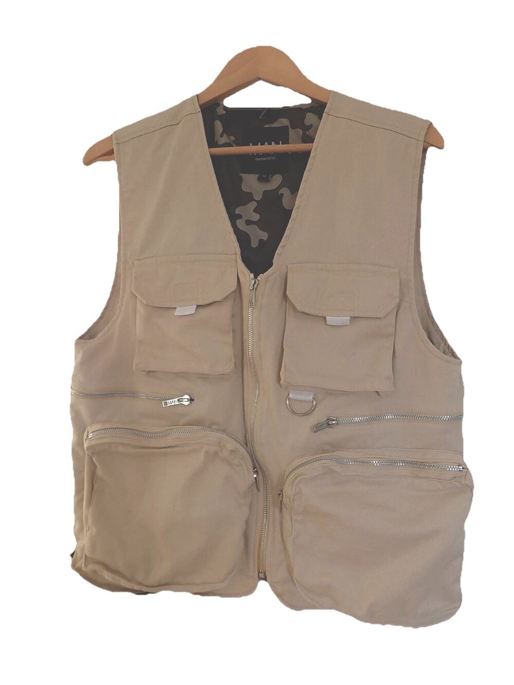 Boo hoo Man utility cargo hiking vest size Medium